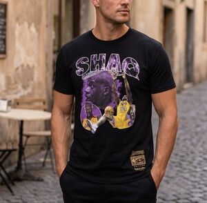Mitchell & Ness Shaq Lakers Graphic Shirt Black Purple NBA Vintage Style Men’s M